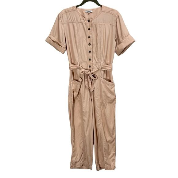 Madewell Top-Stitched Coverall Jumpsuit in Bashful Blush Pink Size 4 - Picture 2 of 15